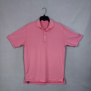 Turtleson Polo Shirt Mens Medium Red Striped Performance Golf Preppy Classic